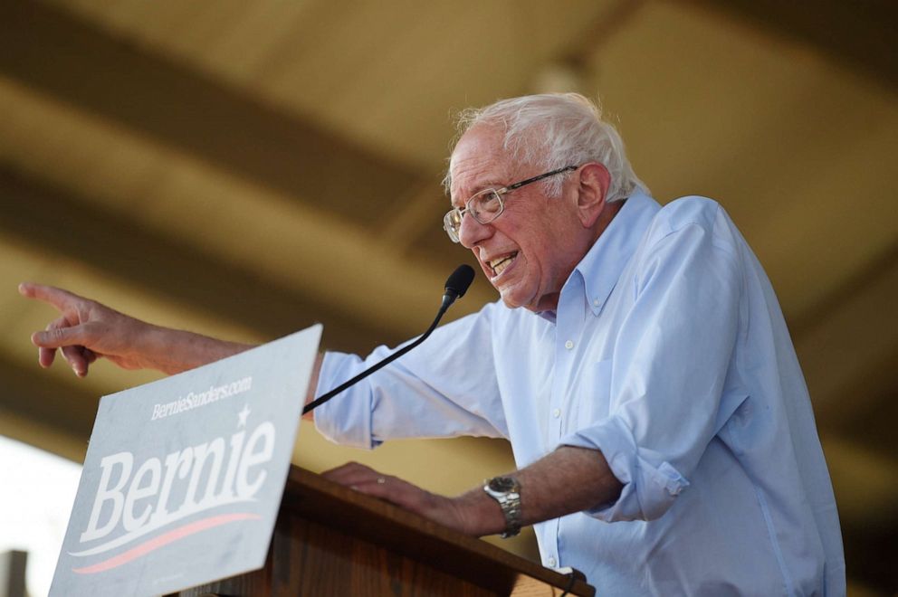 PHOTO: Democratic presidential contender Bernie Sanders addresses a Medicare for All town hall campaign event, Aug. 30, 2019, in Florence, S.C.