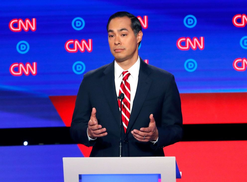 PHOTO: Former Housing the Urban Development Secretary Julian Castro participates in the second of two Democratic presidential primary debates, July 31, 2019, in Detroit.