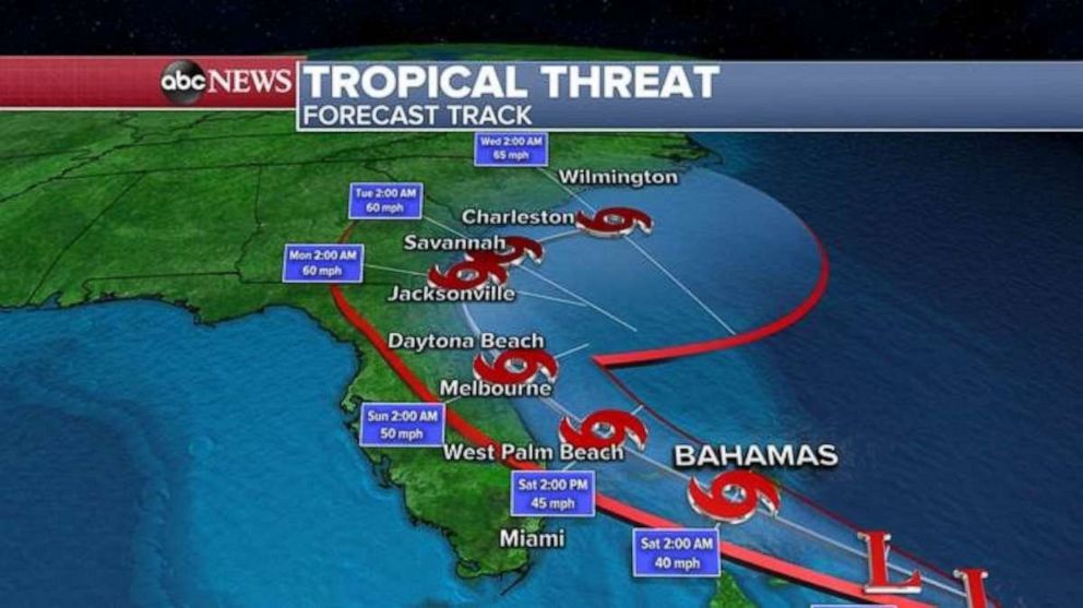 PHOTO: The forecast track shows the direction of the storm.
