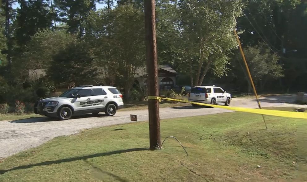 PHOTO: Rockdale County Sheriffs vehicles are pictured outside the scene where a homeowner shot and killed three men who were wearing masks early Monday morning on Sept. 16, 2019, in Rockdale County, Ga.