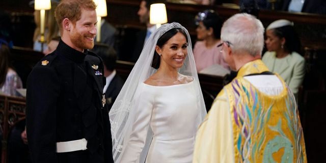 Prince Harry and Meghan Markle at their royal wedding in May 2018.