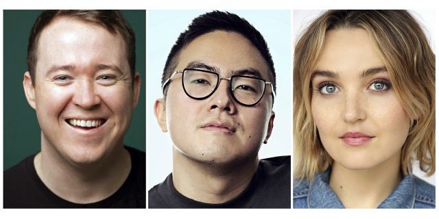 This combination of photos released by NBC shows, from left, Shane Gillis, Bowen Yang and Chloe Fineman who will join the cast of "Saturday Night Live," premiering its 45th season on Sept. 28. Gillis will no longer join the cast.