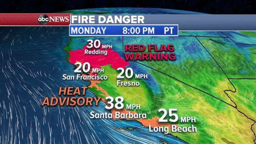 PHOTO: A Red Flag Warning has been issued where gusty winds in northern California could gust near 50 mph.