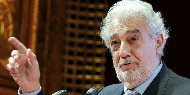 Spanish tenor Placido Domingo during the 10th International Congress of Excellence organized by Madrid's Regional Government held at Teatro de la Zarzuela in Madrid, Spain, on July 15, 2019.