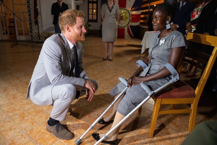 Prince Harry meets with Tigica as part of the Duke and Duchess of Sussex's royal tour.