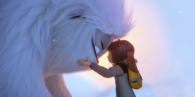 This image released by DreamWorks Animation shows Everest the Yeti, left, and Yi, voiced by Chloe Bennet, in a scene from "Abominable," in theaters on Sept. 27.