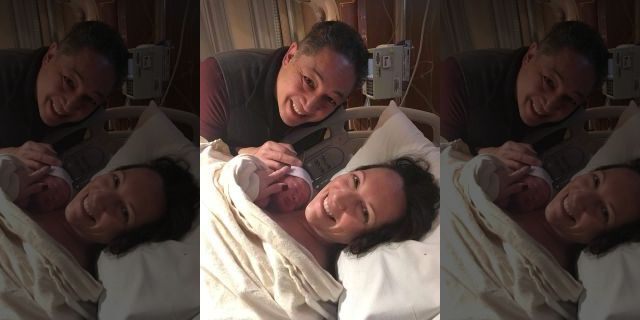 Bobby and Michele To are pictured with their son Alex, who was born in March nearly three years after his biological parents had stored their embryos. 