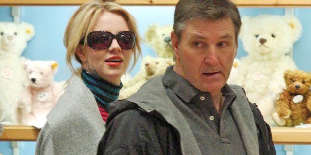 Britney Spears shopping with her father, Jamie Spears, in 2008. Jamie Spears recently was accused of physically abusing her eldest son, Sean Preston Federline.