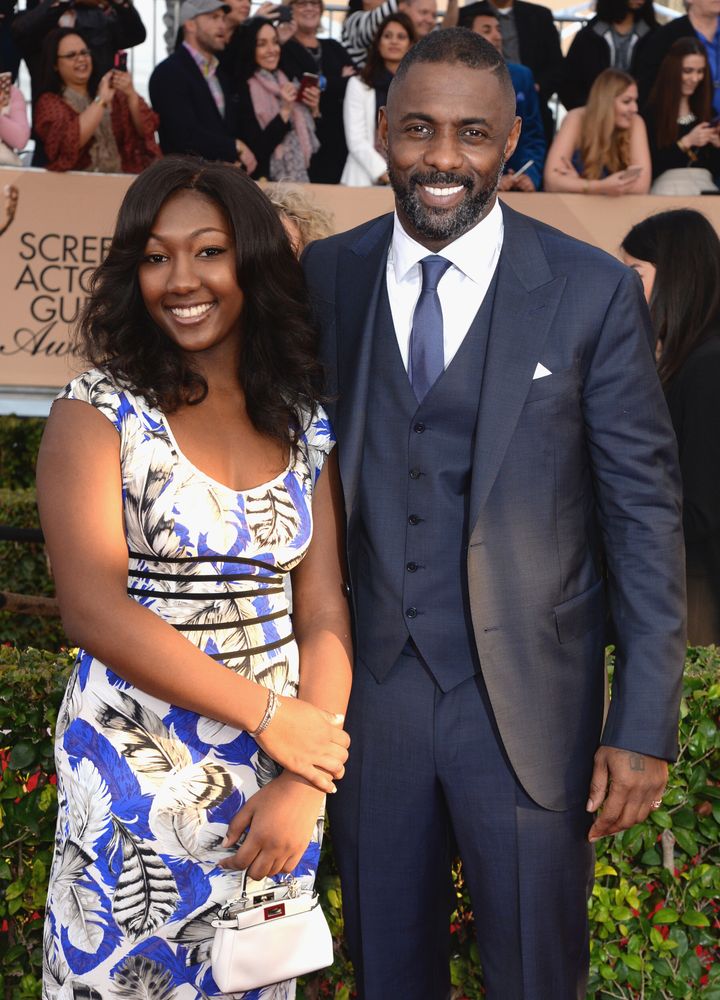 Actor Idris Elba and his daughter Isan Elba on January 30, 2016, in Los Angeles.