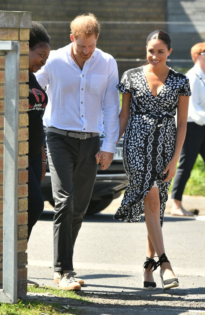The Duke and Duchess of Sussex arrive at the Nyanga Township in Cape Town, South Africa, for a visit to a workshop that teach