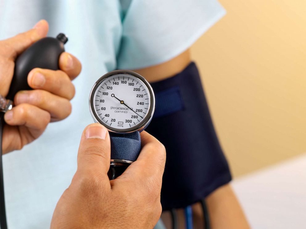 PHOTO: A persons blood pressure appears to be taken in this undated stock photo.