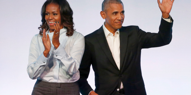 The Obamas have unveiled a slate of projects in development for Netflix, a year after the former president and first lady signed a deal with the streaming platform. The Obamas’ production company, Higher Ground Productions, announced a total of seven films and series that Barack Obama said will entertain but also “educate, connect and inspire us all.”(AP Photo/Charles Rex Arbogast, File)