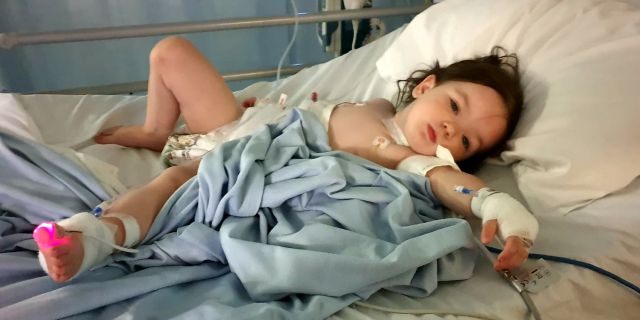 Elsie-Rose, 2, is lucky to be alive after going to the hospital for a scheduled appointment - only for doctors to find a life-threatening battery lodged in her throat.