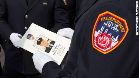 New York Fire Department members attend a funeral service for FDNY firefighter Michael Haub in New York City on Tuesday. 