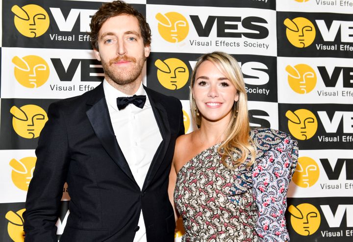 Actor Thomas Middleditch with wife Mollie, a costume designer.