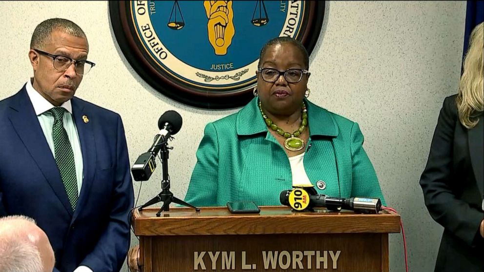 PHOTO: Wayne County Prosecutor Kym Worthy announces murder charges against Deangelo Martin in Detroit, Sept. 18, 2019. 