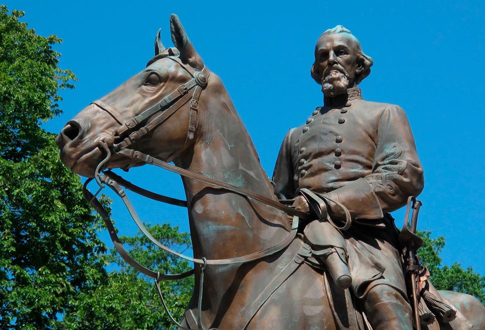 This statue of Confederate Gen. Nathan Bedford Forrest was removed from a park in Memphis after activists, including Tami Saw