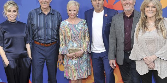 From left to right, Maureen McCormick, Barry Williams, Eve Plumb, Christopher Knight, Mike Lookinland and Susan Olsen