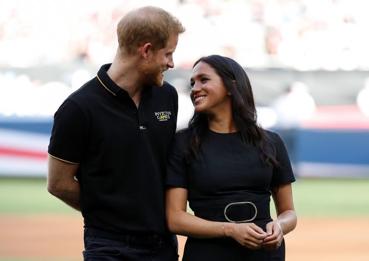 Harry and Meghan attend the Boston Red Sox v. New York Yankees match in London on June 29.&nbsp;