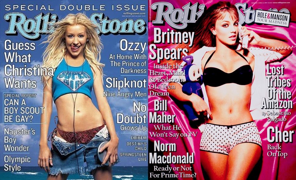 Christina Aguilera (L) and Britney Spears (R) on the cover of Rolling Stone in 1999.
