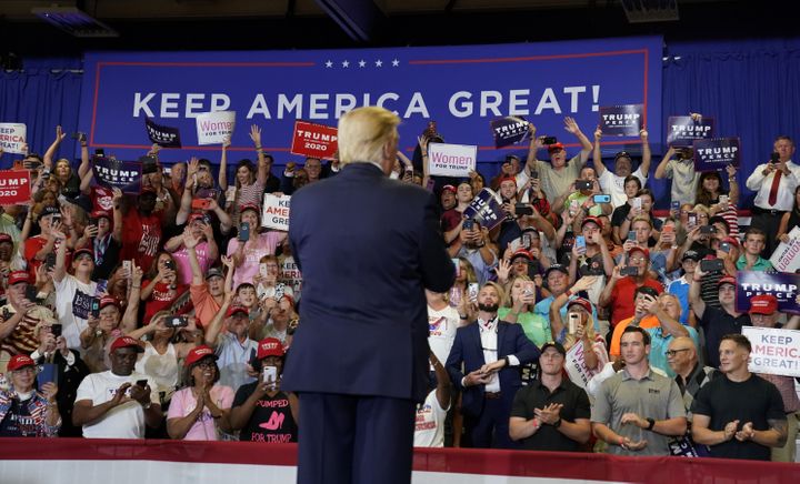 U.S. President Donald Trump holds a campaign rally in Fayetteville, North Carolina, U.S., September 9, 2019.&nbsp;