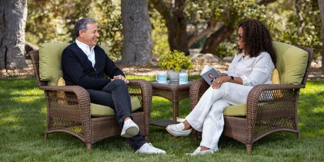 Disney CEO Bob Iger (L) sat down with Oprah 