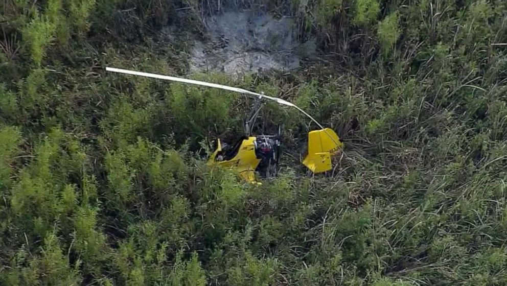 PHOTO: A Polk County Sheriff’s Office helicopter and a gyrocopter, a smaller aircraft, made two separate hard landings near Fort Meade, Florida, Thursday evening.