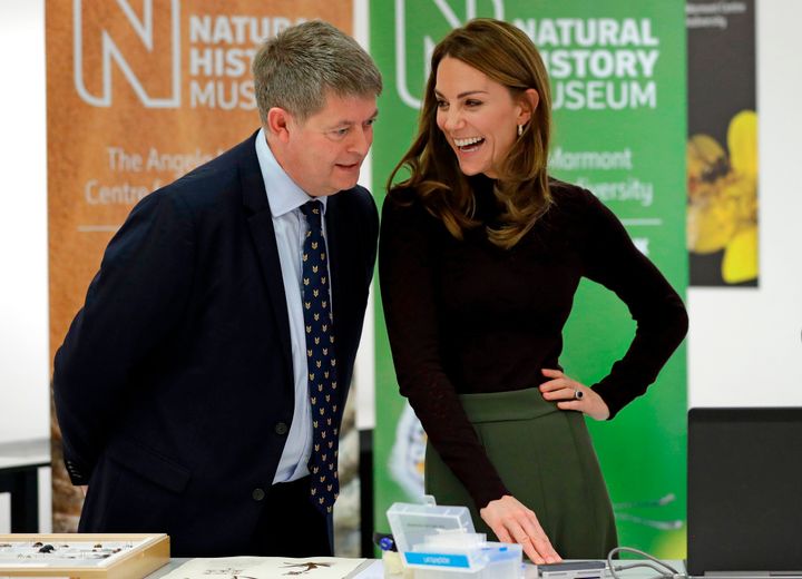 The duchess speaks with Michael Dixon, director of the Natural History Museum,&nbsp; during her visit.
