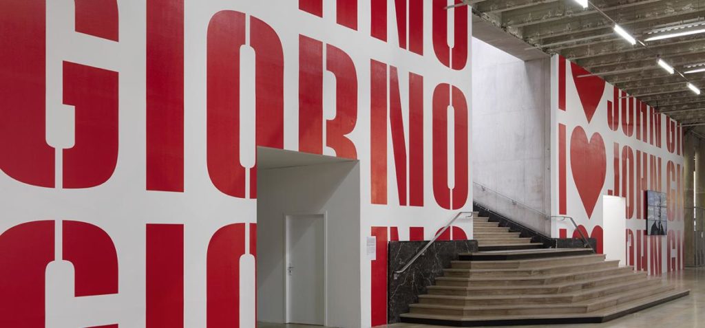 Installation view of 'UGO RONDINONE : I ♥ JOHN GIORNO' at the Palais de Tokyo in Paris in 2015.