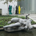 A mix of the new and the old: Aristide Maillol’s 'The River' (1938–39/1945, cast 1948) lays above a small body of water in front of Katharina Fritsch’s 'Group of Figures' (2006–08, fabricated 2010–11).