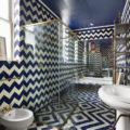 A bathroom decorated with Moroccan tiles