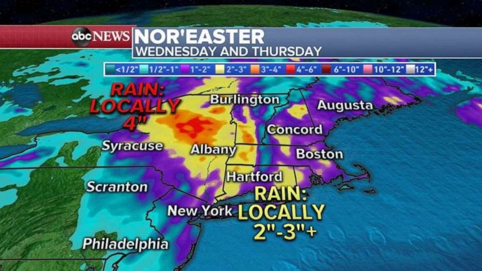 PHOTO: Noreaster path