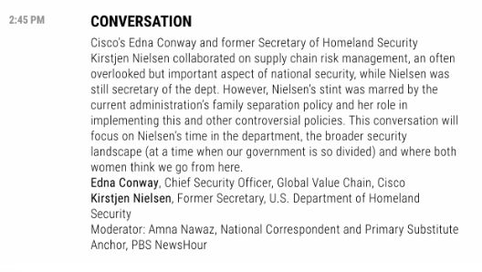 Fortune's Most Powerful Women Summit was originally going to have Nielsen speak about "supply chain risk management."
