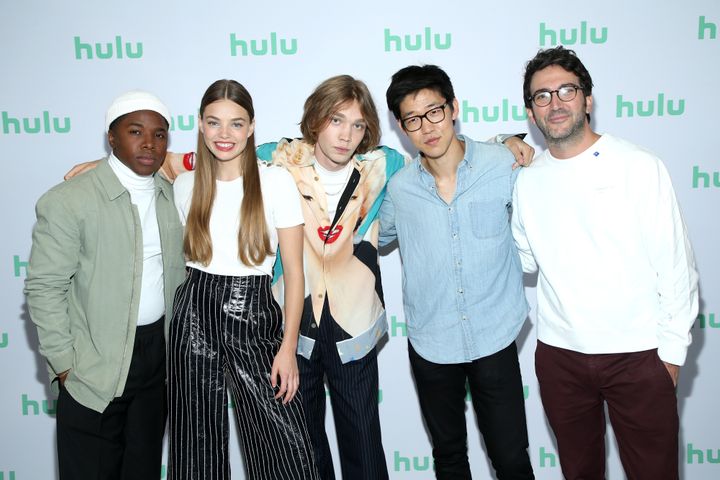 Denny Love, Kristine Froseth, Charlie Plummer, Jay Lee, and Josh Schwartz of "Looking for Alaska" attend the Hulu 2019 Summer