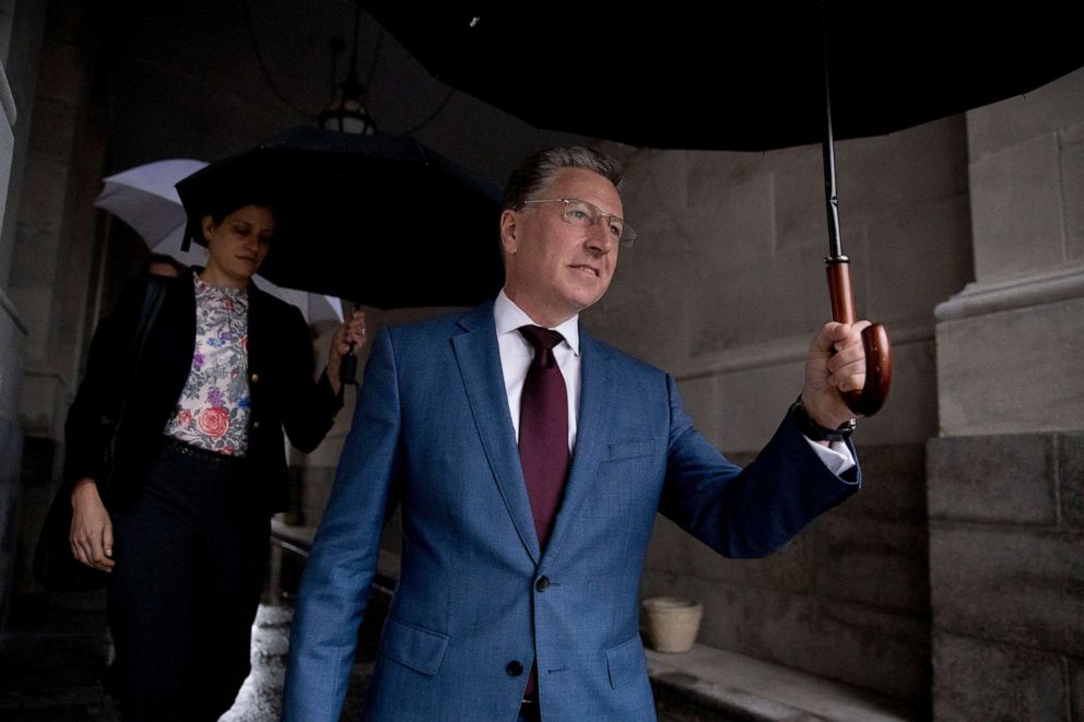 PHOTO: Kurt Volker, a former special envoy to Ukraine, leaves Capitol Hill in Washington, Oct. 16, 2019, after testifying before congressional lawmakers as part of the House impeachment inquiry into President Donald Trump.