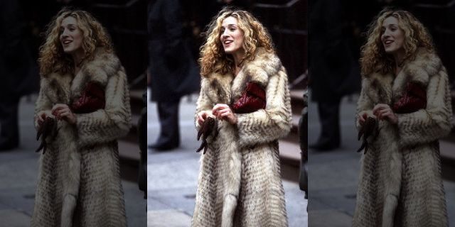 Actress Sarah Jessica Parker films "Sex and the City" on March 10, 1998, at Madison Avenue in New York City.