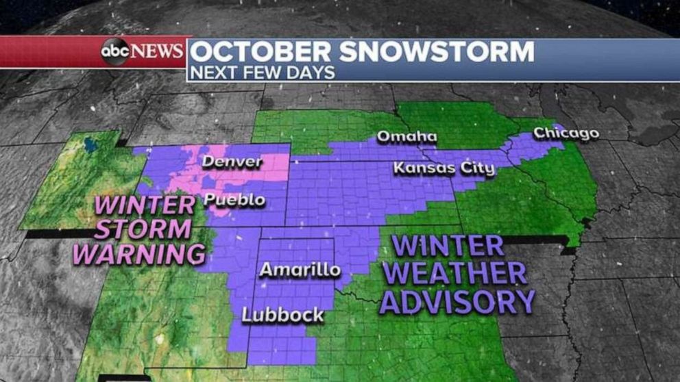 PHOTO: A new round of snow is moving East from the Rockies into the Midwest.