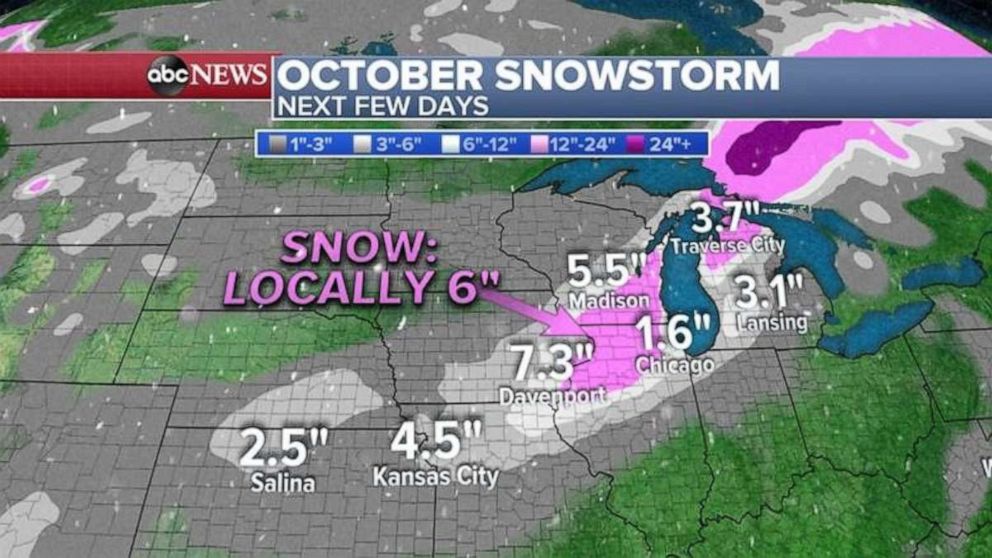 PHOTO: Some areas could see up to a half foot of snow just west of Chicago and into southern Wisconsin.