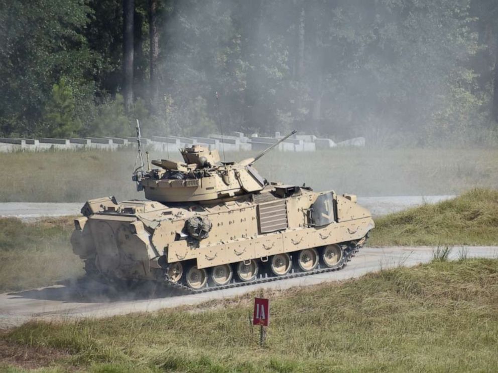 PHOTO: A Bradley Fighting Vehicle during a training session at Fort Stewart in Georgia, Sept. 25, 2019.