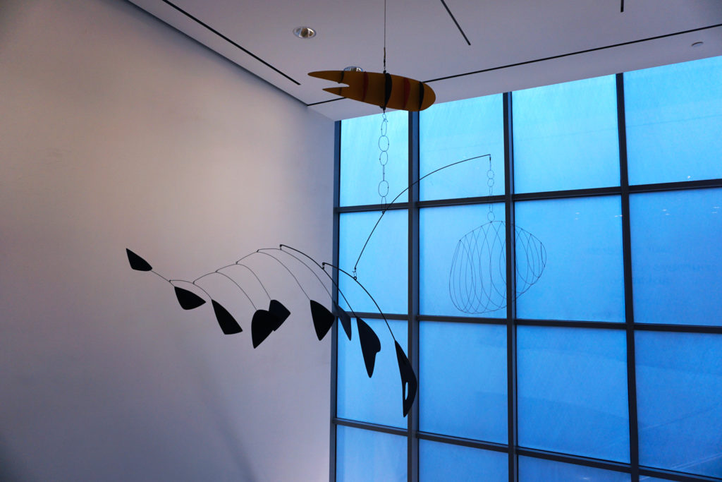 A lovely Calder mobile, 1939’s 'Lobster Trap and Fish Tail' graces on of the museum’s stairwells. The work was originally commissioned by MoMA that same year, for one of it’s stairwells.