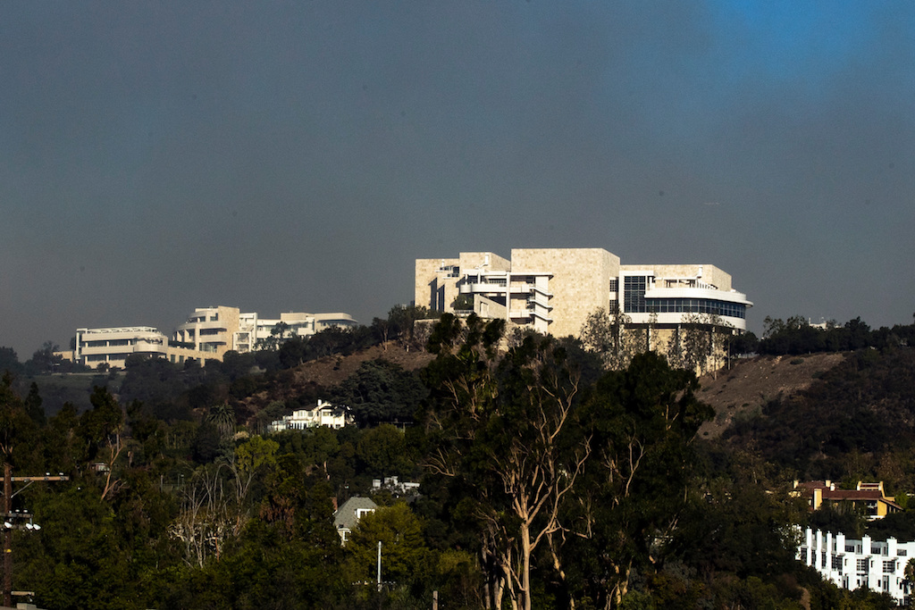 The Getty Center engulfed in the smoke of the Getty Fire