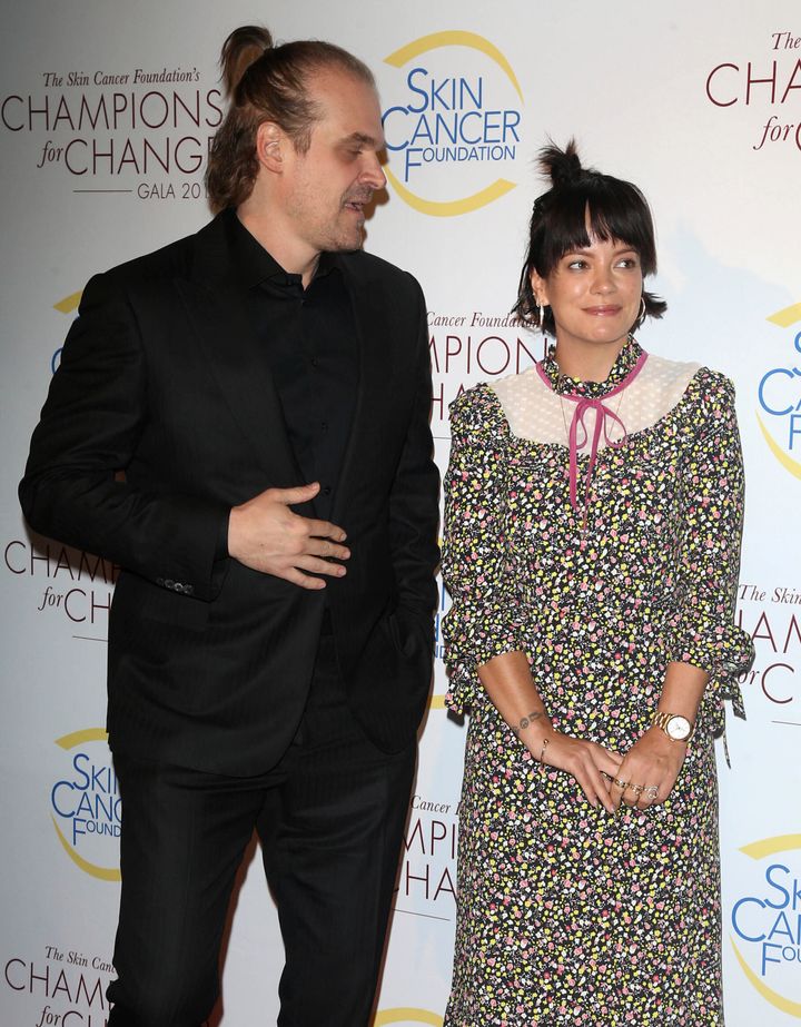 Lily Allen and David Harbour at the Champions for Change Gala in New York on Oct. 17.