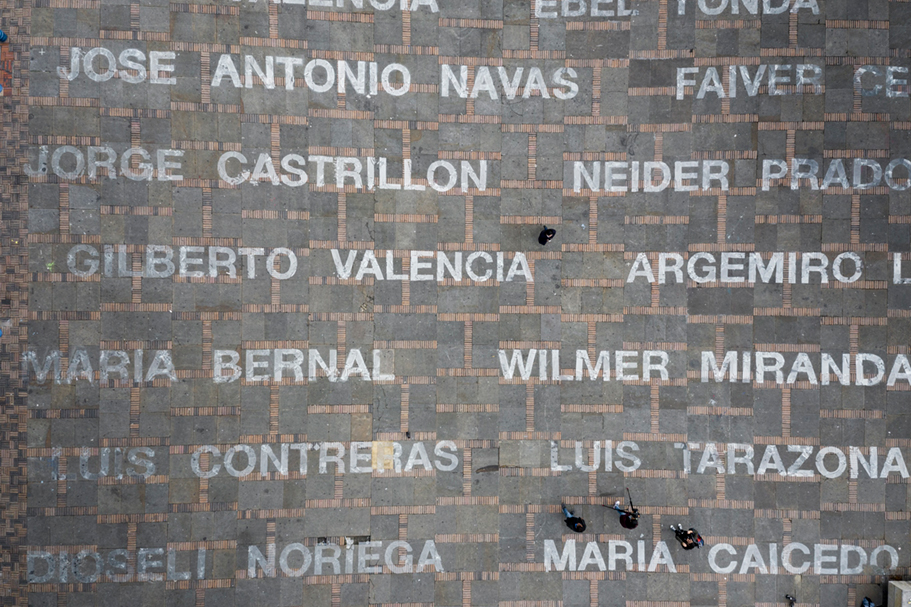 Doris Salcedo, Quebrantos (Shattered), June 2019, Plaza de Bolívar, Bogotá