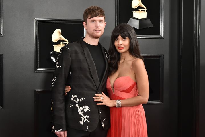 James Blake and Jameela Jamil at the 61st Annual Grammy Awards in February.