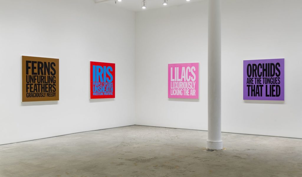 Installation view of "John Giorno: Perfect Flowers" at Elizabeth Dee in New York in 2017.