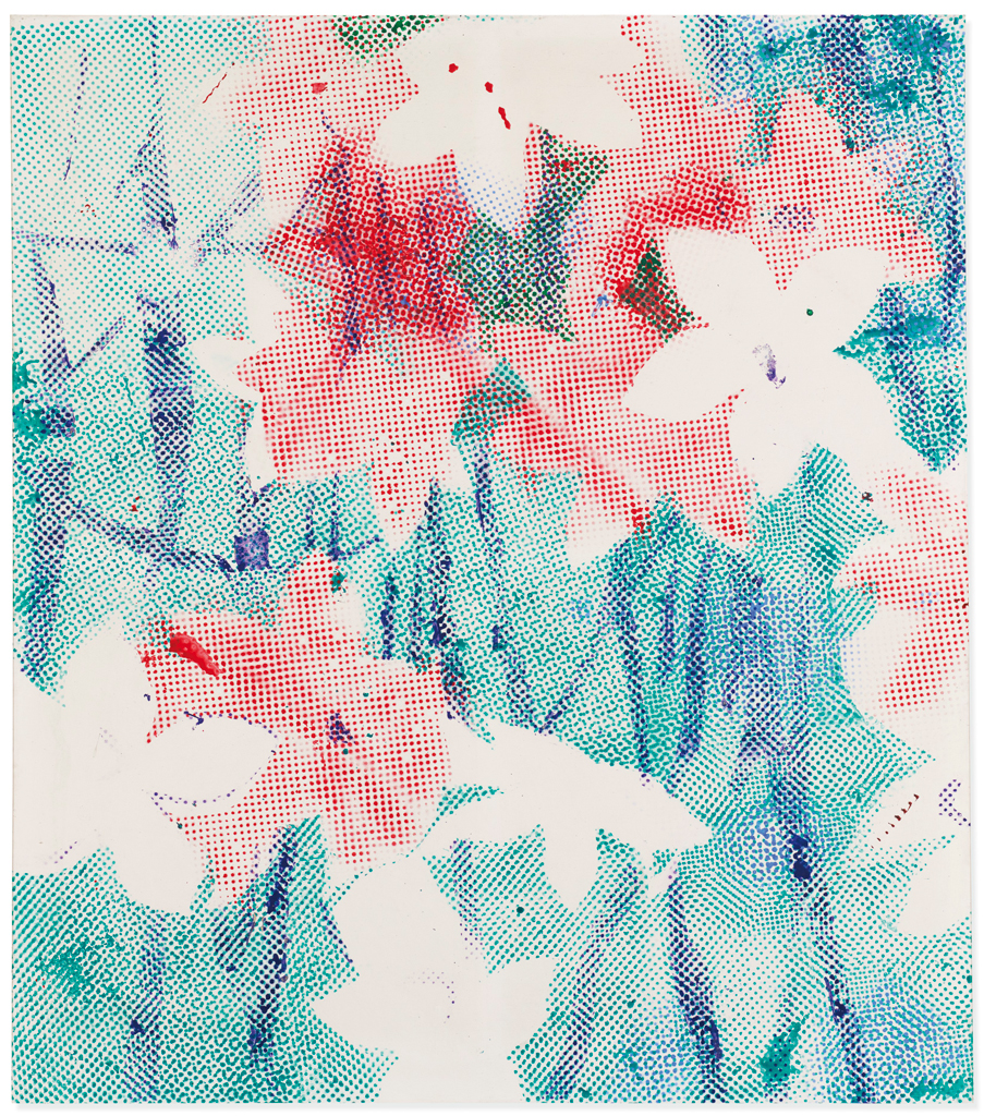 Sigmar Polke’s 1967 dispersion-on-canvas ‘Alpenveilchen/Flowers’ sold for $6.97 million at Christie’s London.