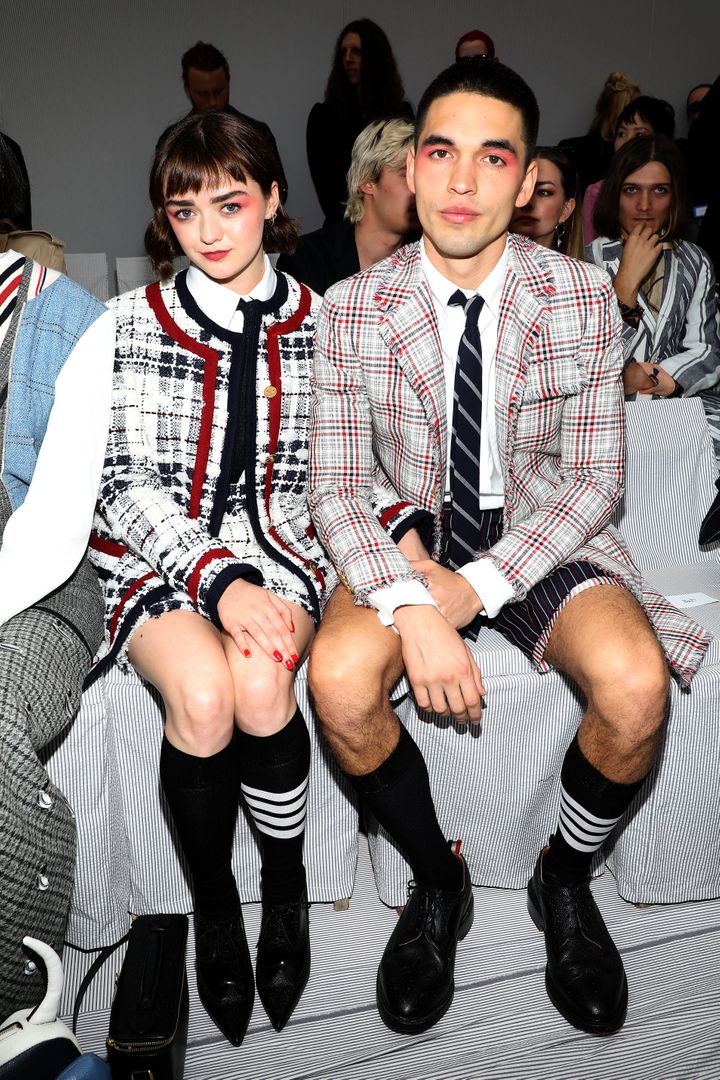 Maisie Williams and Reuben Selby attend the Thom Browne womenswear spring/summer 2020 show as part of Paris Fashion Week.