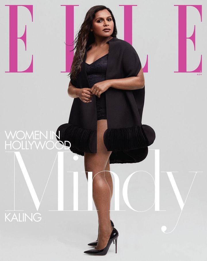 Mindy Kaling on the cover of the November issue of Elle magazine.