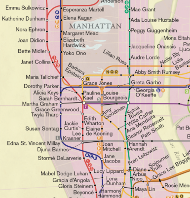 A portion of the City of Women 2.0 map, by Rebecca Solnit and Joshua Jelly-Schapiro. 