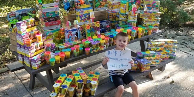 Weston decided to ask for toys that he could donate to the hospital where he was treated for cancer.